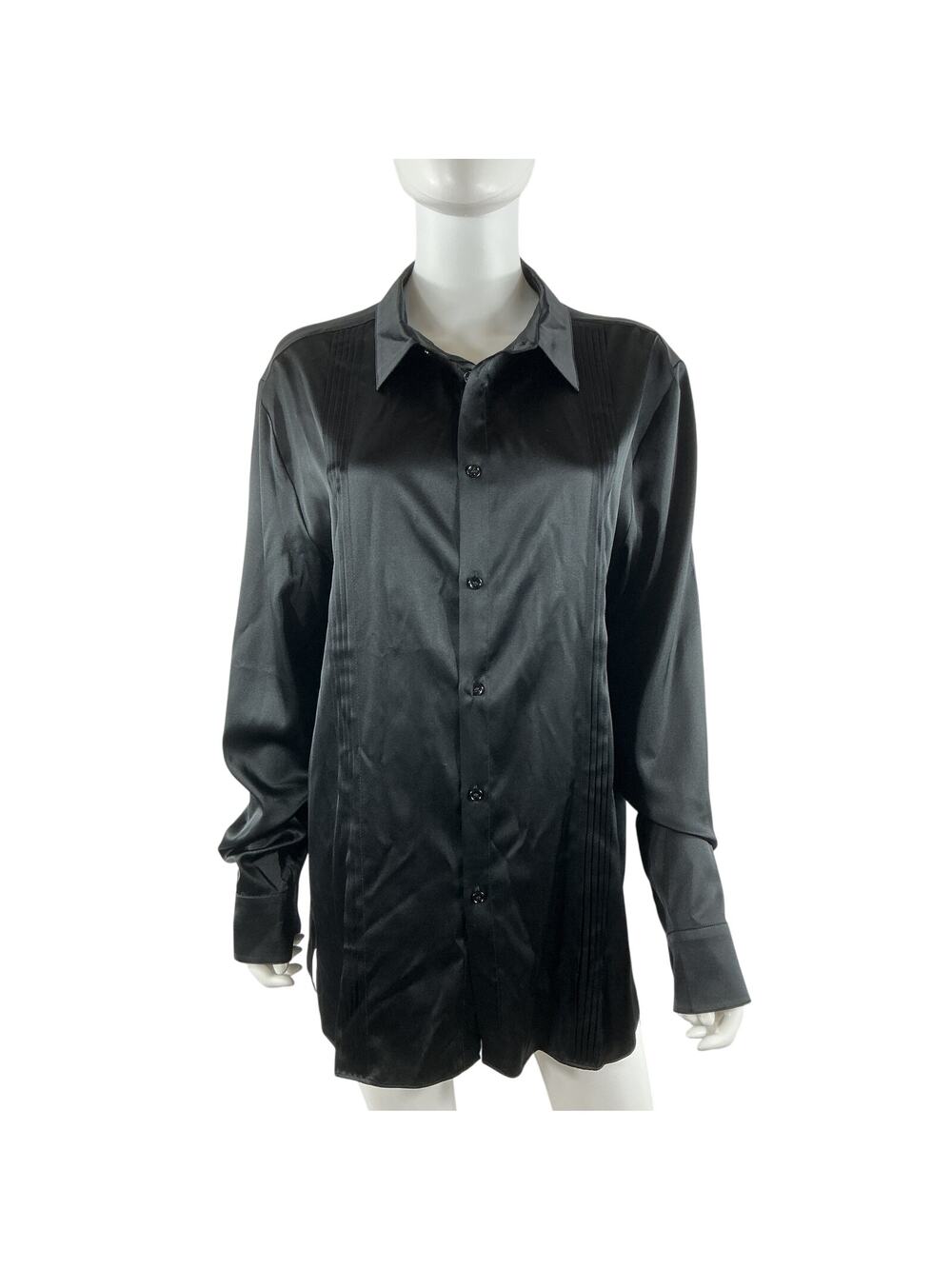 Retrofete Silk Black Antoni Button Down Shirt Size XS
